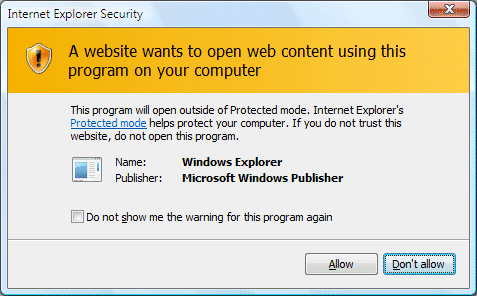 application run security warning disable