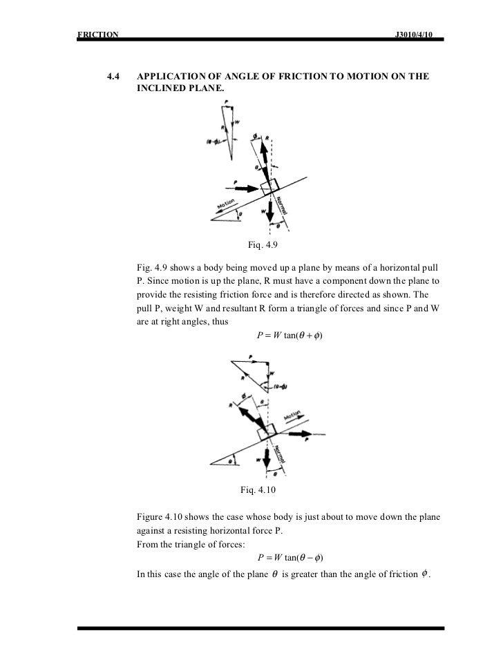 application of friction on horizontal plane