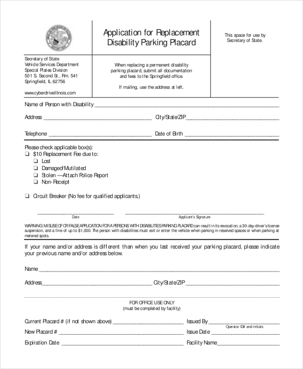 application for handicap parking permit quebec